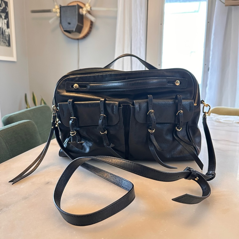 Banana Republic Black Calfskin Leather Satchel Bag